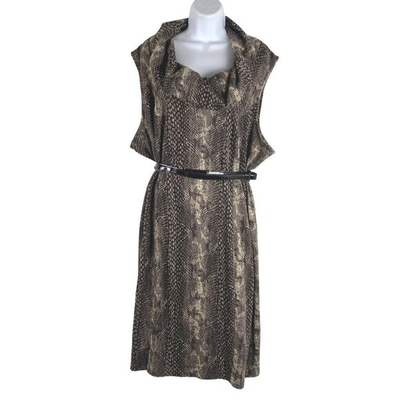 Lane Bryant Dress Size 26/28 Snake Print Cowl Neck Sleeveless Belted NWT DR-1519 - Picture 1 of 9